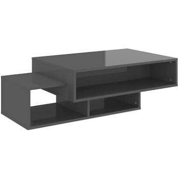 SHUMEE Konferenční stolek šedý vysoký lesk 105 × 55 × 32 cm dřevotříska, 808530 (808530)