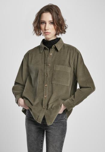 Urban Classics Ladies Corduroy Oversized Shirt olive - XS