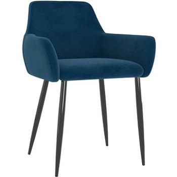 Jídelní židle 2 ks modré samet (323103)