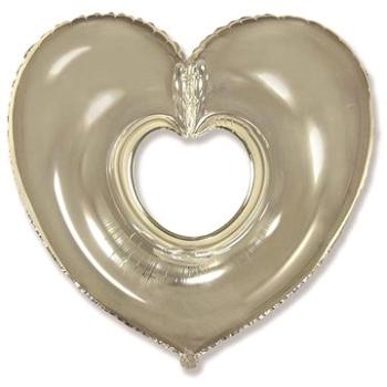 Balón foliový  srdce stříbrné 90 cm (8595596313532)
