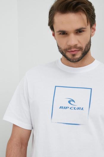 Bavlněné tričko Rip Curl Corp Icon Tee bílá barva, s potiskem