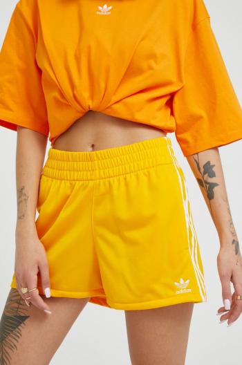 Kraťasy adidas Originals dámské, žlutá barva, hladké, medium waist