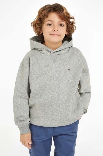 Dětská mikina Tommy Hilfiger šedá barva, s kapucí, hladká, KS0KS00562