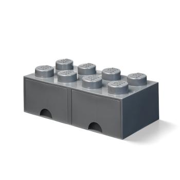 LEGO úložný box 8 s šuplíky – tmavě šedá