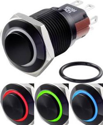 Tlačítkový spínač antivandal TRU COMPONENTS TC-GQ16-KH-11ZE/J/41RGB/12V/A, 48 V/DC, 2 A, černá, 1 ks