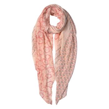 Růžovo krémový šátek s kytičkami - 85*180 cm JZSC0599P