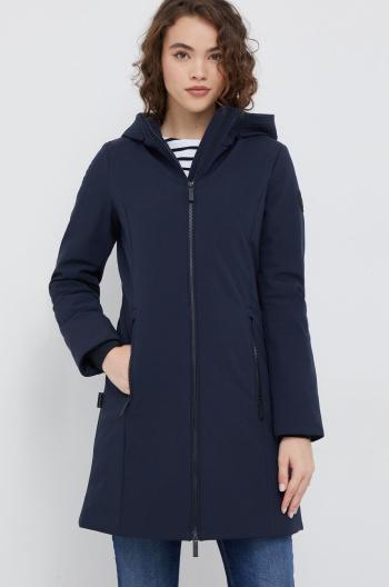 Péřová bunda Woolrich dámská, tmavomodrá barva, zimní