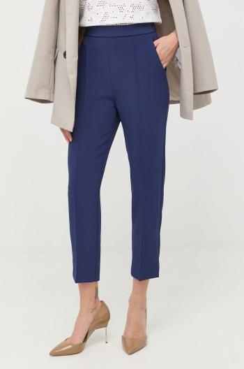 Kalhoty Elisabetta Franchi dámské, tmavomodrá barva, fason cargo, high waist