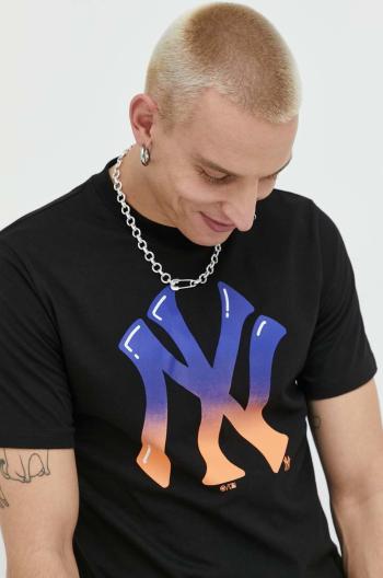Bavlněné tričko 47brand Mlb New York Yankees černá barva, s potiskem