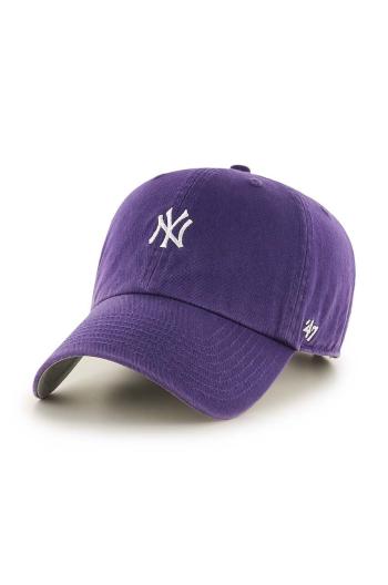 Bavlněná baseballová čepice 47brand MLB New York Yankees fialová barva, s aplikací, B-BSRNR17GWS-PP