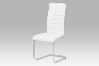 Autronic DCL-102 WT Jídelní židle, koženka bílá / šedý lak