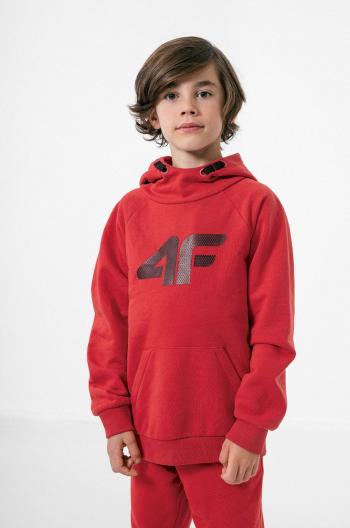 Dětská mikina 4F červená barva, s kapucí, s potiskem