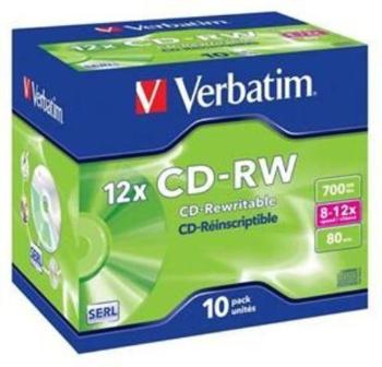 Verbatim CD-RW 700MB 12x, krabička, 10ks (43148), 43148