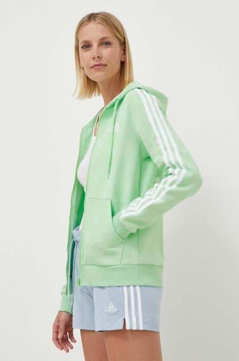 Mikina adidas dámská, zelená barva, s kapucí, s aplikací, IR6077