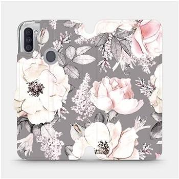 Flipové pouzdro na mobil Samsung Galaxy M11 - MX06S Květy na šedém pozadí (5903516387687)