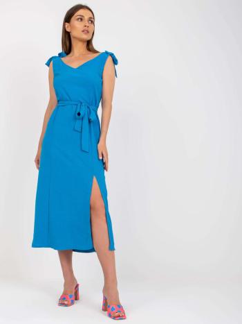 MODRÉ LETNÍ MIDI ŠATY S VÁZÁNÍM WN-SK-1211.58-BLUE Velikost: M