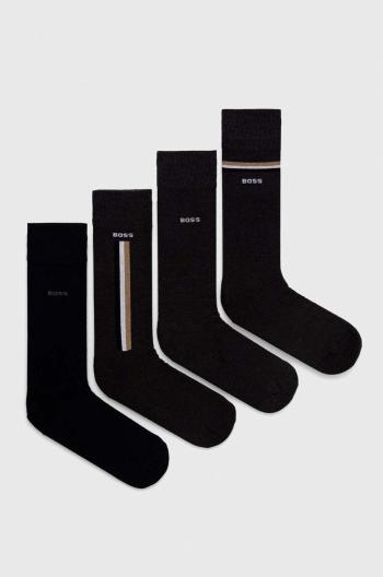 Ponožky BOSS 4-pack pánské, šedá barva