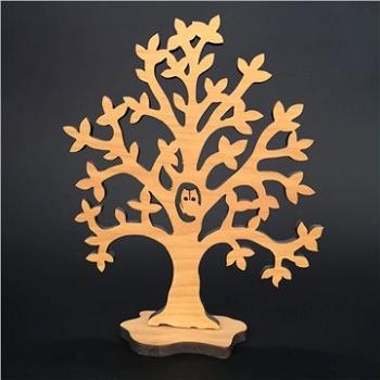 AMADEA Dřevěný 3D strom se sovou, masivní dřevo, výška 20 cm (23327-0O)