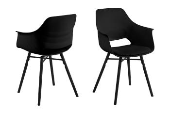 Sada 2 ks − Židle s opěrkou Ramona – černá