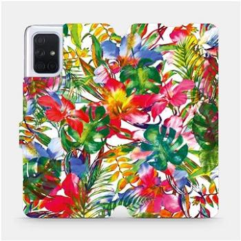 Flipové pouzdro na mobil Samsung Galaxy A71 - MG07S Pestrobarevné květy a listy (5903516147793)