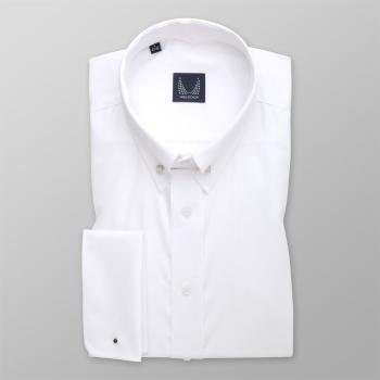 Pánská slim fit košile bílé barvy s hladkým vzorem a límečkem pin-collar 14784 188-194 / M (39/40)