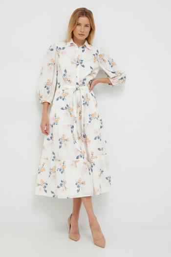 Bavlněné šaty Polo Ralph Lauren béžová barva, maxi
