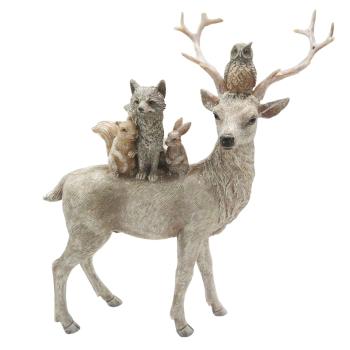 Dekorativní soška jelena se zvířátky - 21*7*24 cm 6PR2746