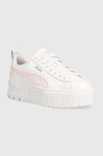 Dětské kožené sneakers boty Puma Mayze Lth Piping Jr bílá barva