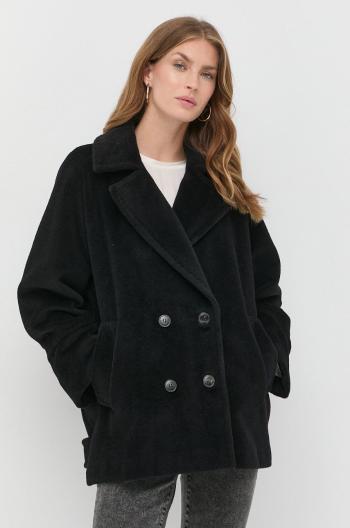 Vlněný kabát Marella černá barva, přechodný, dvouřadový