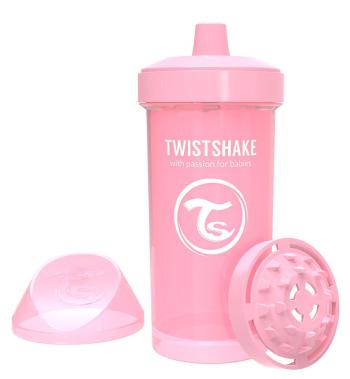 Twistshake netekoucí lahev s pítkem pastelově růžová 12+m 360 ml