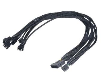 AKASA kabel FLEXA FP5 redukce pro ventilátory, 1x 4pin PWM na 5x 4pin PWM, 45cm
