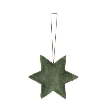 Malá závěsná dekorace zelená hvězda z hovězí kůže  - 7*7*0,8cm IVHGSGS