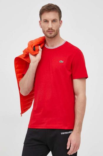 Bavlněné tričko Lacoste červená barva