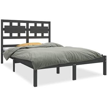 Rám postele šedý masivní dřevo 140 × 190 cm, 3105647 (3105647)