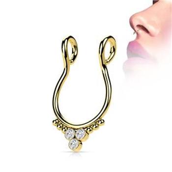 Šperky4U Falešný piercing do nosu - septum - ST0019-GD