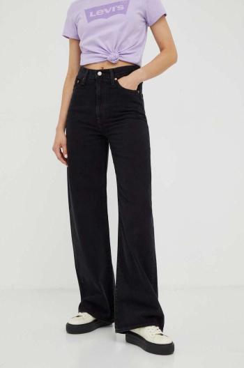 Džíny Levi's RIBCAGE WIDE LEG H223 dámské, černá barva