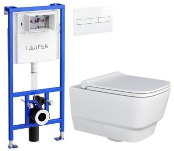 LAUFEN Rámový podomítkový modul CW1 SET s bílým tlačítkem + WC MYJOYS MY2 + SEDÁTKO H8946600000001BI MY2