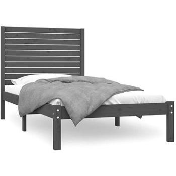 Rám postele šedý masivní dřevo 100 × 200 cm, 3104600 (3104600)