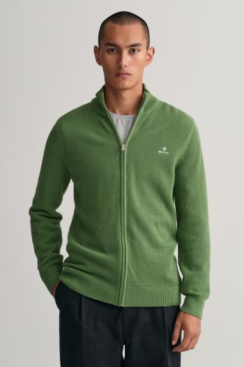 SVETR GANT COTTON PIQUE ZIP CARDIGAN zelená L