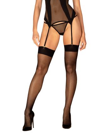 Elegantní punčochy S823 stockings - Obsessive S/M/L Černá