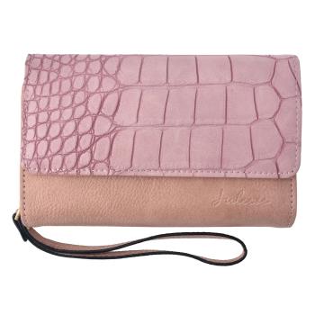 Růžovo hnědá koženková peněženka s imitací hadí kůže - 17*10 cm JZWA0048P