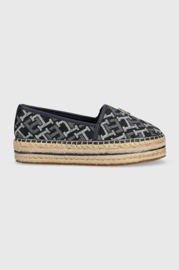 Espadrilky Tommy Hilfiger TH MONOGRAM DENIM ESPADRILLE tmavomodrá barva, na platformě