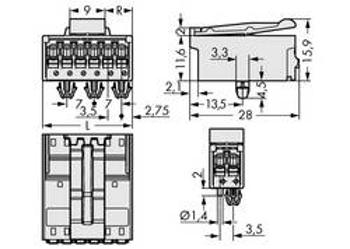 Konektor do DPS WAGO 2091-1522/020-000, 28.00 mm, pólů 2, rozteč 3.50 mm, 200 ks