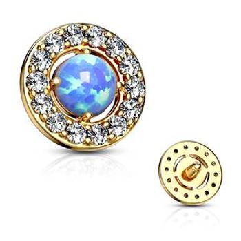 Šperky4U Zlacený microdermal - ozdobná část, opál - MD010-OP05