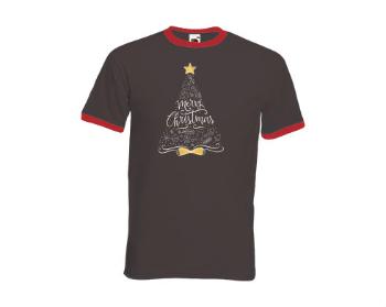 Pánské tričko s kontrastními lemy Vánoční stromek