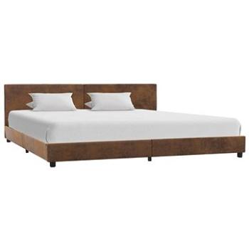 Rám postele hnědý umělá broušená kůže 180x200 cm (284785)