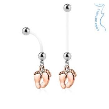 Šperky4U Těhotenský piercing do pupíku - stopy - WP01084-RD