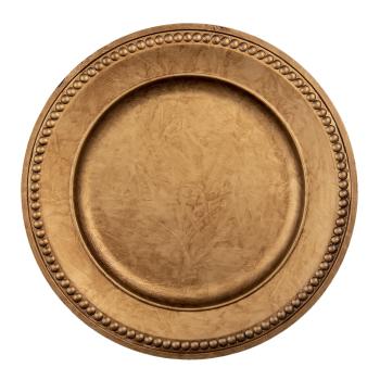 Zlato-hnědý plastový talíř s dekorem - Ø 33*2 cm 64805