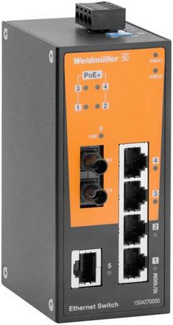 Průmyslový ethernetový switch Weidmüller, IE-SW-BL06-1TX-4POE-1ST, 10 / 100 MBit/s, funkce PoE