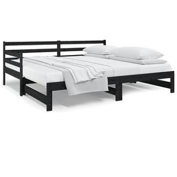 Výsuvná postel černá 2× (90 × 190) cm masivní borovice, 814663 (814663)